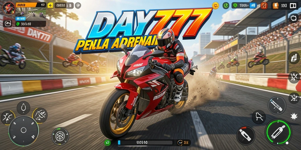 Gameplay balapan motor yang seru dan mendebarkan di DAY777.
