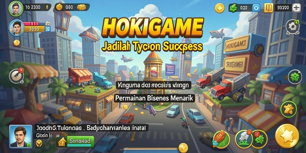Tampilan gameplay HOKIGAME yang menarik dalam mengelola bisnis Tycoon.
