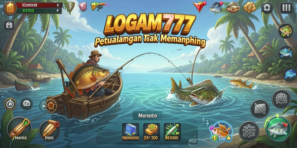 Tampilan gameplay LOGAM777 yang menunjukkan suasana memancing yang mendebarkan.