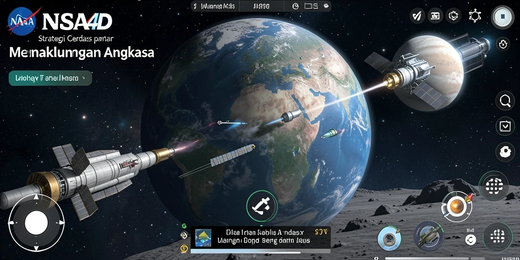 Screenshot gameplay NASA4D yang menunjukkan peperangan strategis luar angkasa.