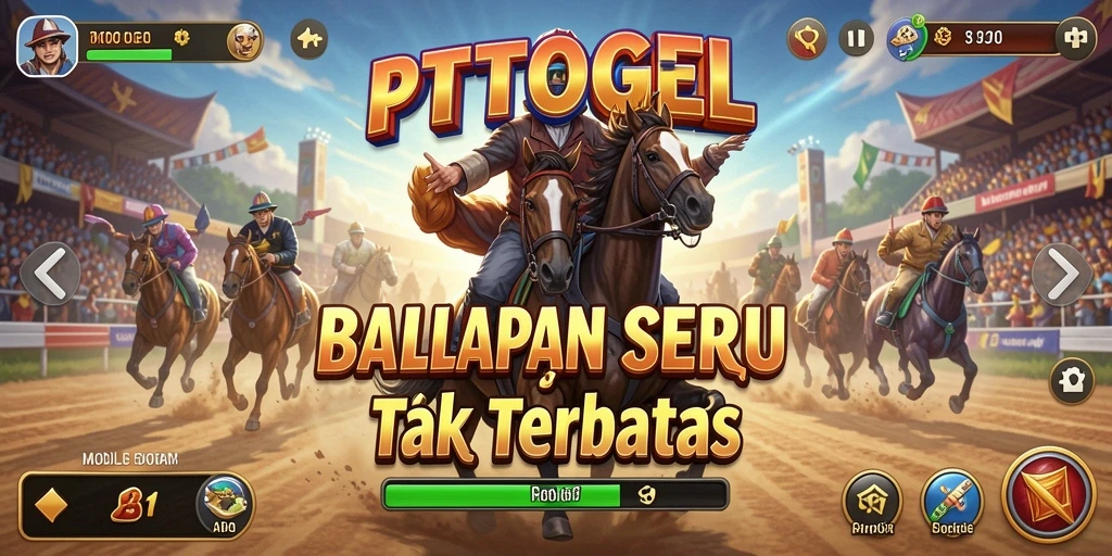 Screenshot gameplay PTTOGEL menampilkan aksi balapan yang mendebarkan.