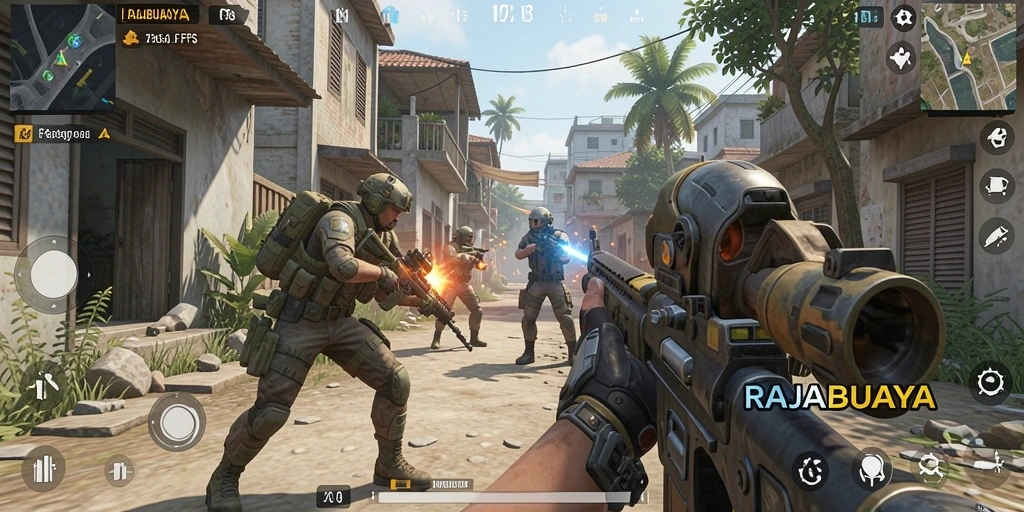 Tangkapan layar menampilkan aksi intens dalam game FPS.