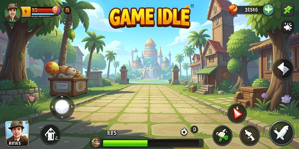 Tampilan gameplay RK55 yang memikat dengan karakter aktif menghasilkan sumber daya.