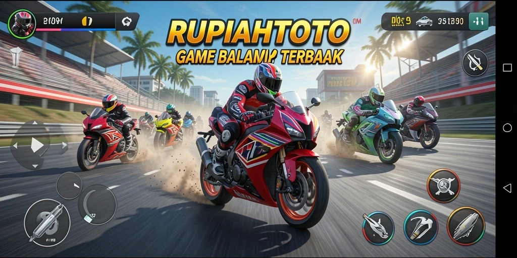 Screenshot gameplay RUPIAHTOTO dengan aksi balap motor yang mendebarkan.