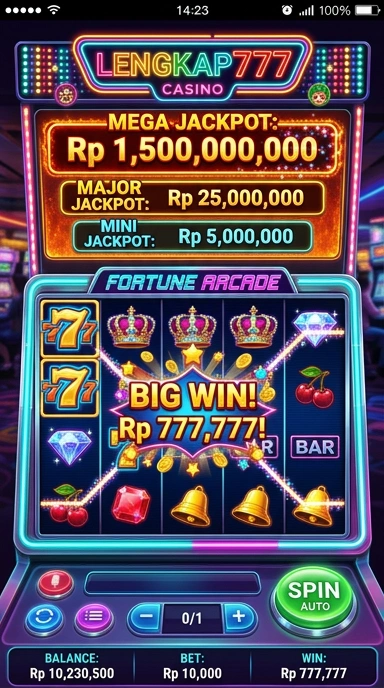 Tampilan sederhana aplikasi lengkap777 untuk kemudahan navigasi.